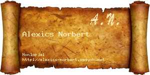 Alexics Norbert névjegykártya